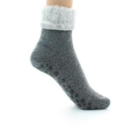 PERRIN – Chaussons Antiderapants Laine – Gris