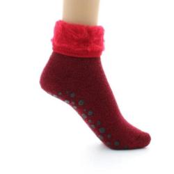 PERRIN - Chaussons Antiderapants Laine - Rouge