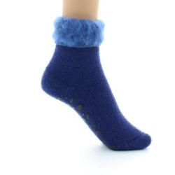 PERRIN – Chaussons Antiderapants Laine – bleu