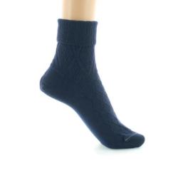 PERRIN - Chaussettes femme à maille fantaisie - Laine Bio - Marine