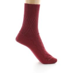 PERRIN - Chaussettes femme à maille fantaisie - Laine Bio - Bordeau