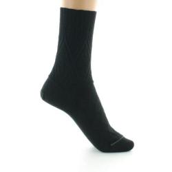PERRIN - Chaussettes femme à maille fantaisie - Laine Bio - Noir