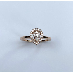 BAGUE POIRE OR ROSE SERTIE DE DIAMANTS