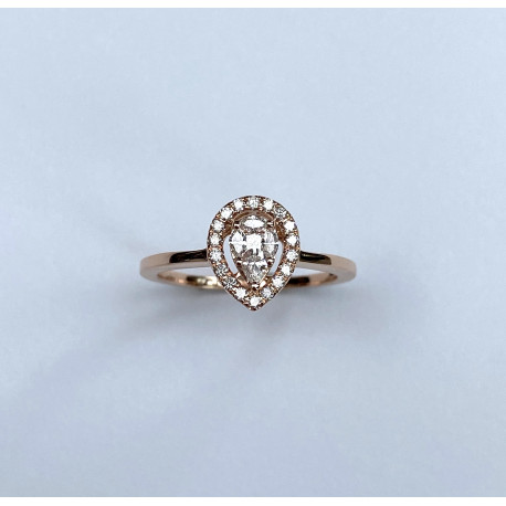 BAGUE POIRE OR ROSE SERTIE DE DIAMANTS