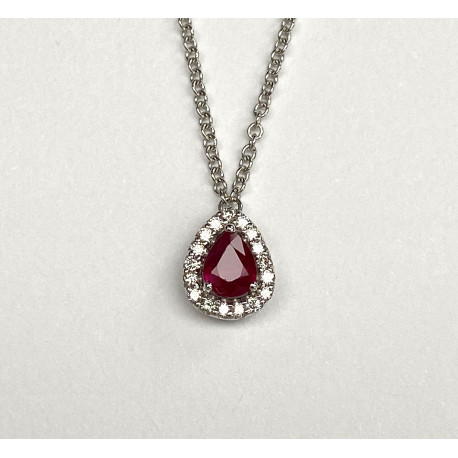 PENDENTIF POIRE RUBIS ET DIAMANTS. PENDENTIF POIRE RUBIS ET DIAMANTS.