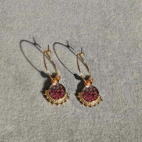 LOETMA Boucles d’oreilles Créoles Jasmine Rubis. LOETMA Boucles d’oreilles Créoles Jasmine Rubis.