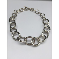 Bracelet maille forçat ronde en argent massif grand modèle