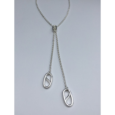 Collier sautoir cravatte en argent massif 925/100