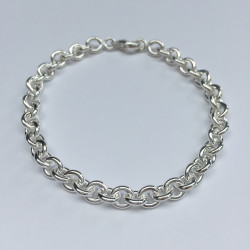 Bracelet maille forçat ronde en argent massif 925/1000