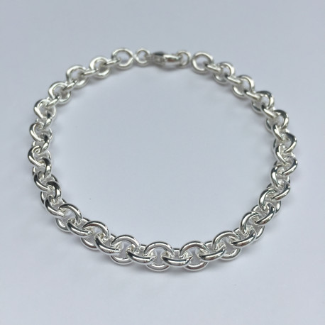 Bracelet maille forçat ronde en argent massif 925/1000