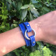 Bracelet cuir double tour avec anneau argent 925/1000.