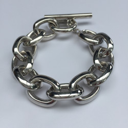 Bracelet maille ovale en argent massif  925/1000.