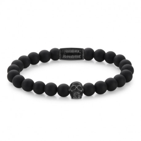 REBEL AND ROSE Bracelet Skull Black Matt All Black.