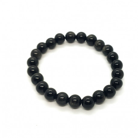 Bracelet Obsidienne Argentée 8 mm