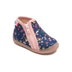 Chaussons bébé fille avec fermeture éclair par Bellamy - MINI Fleurs marine