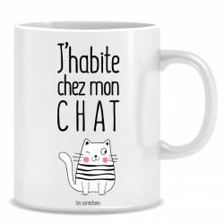 Mug J'habite chez mon Chat - Fabrication Française