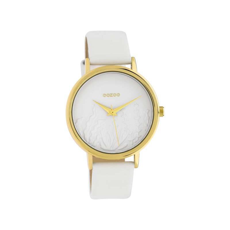 Montre femme bracelet cuir blanc, Marque OOZOO